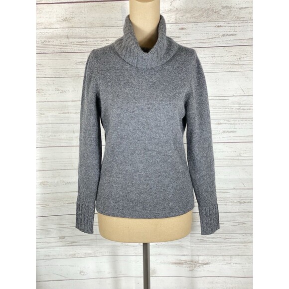 Anne Taylor 100% CASHMERE Knitted Cowl Neck Gray Sweater Women’s Size 0 - Picture 1 of 6